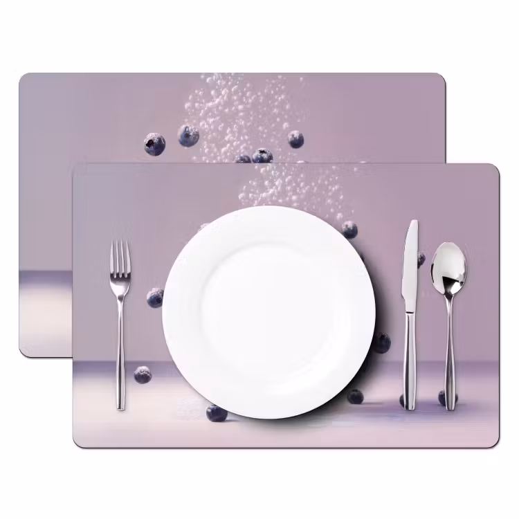 Placemat - 6 stuks - Eten - Taart - Bessen - Blauw — 2