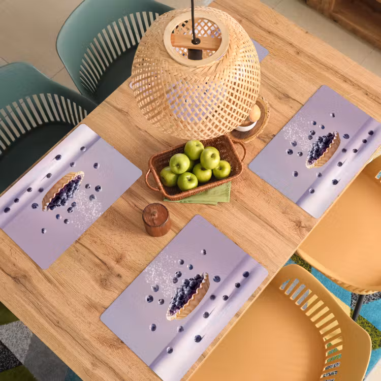 Placemat - 6 stuks - Eten - Taart - Bessen - Blauw — 6
