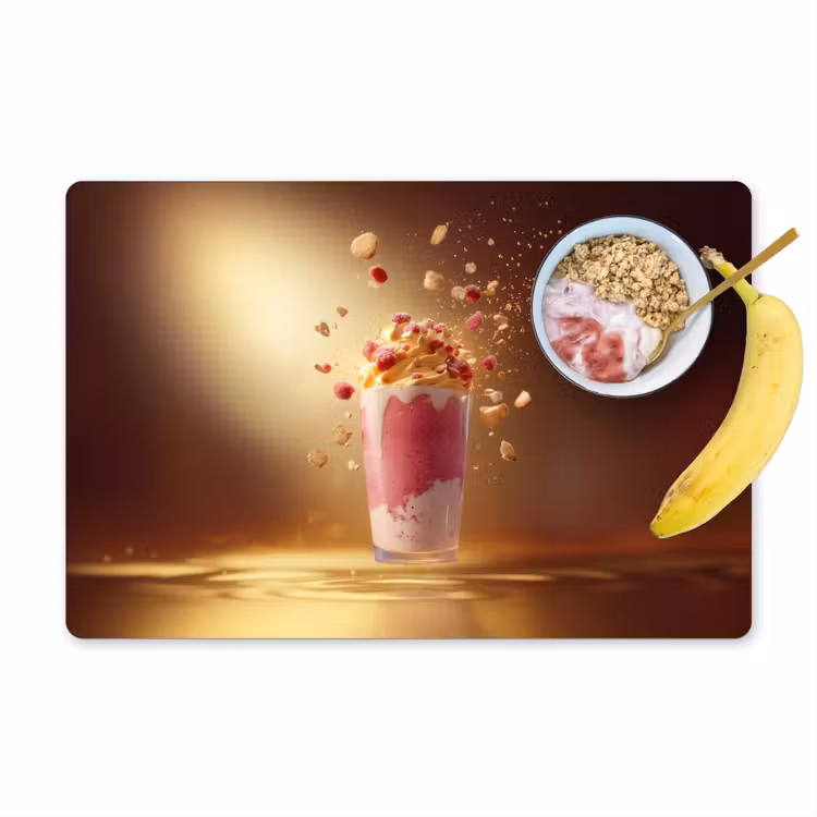 Placemat - 6 stuks - Framboos - Smoothie - Drinken - Roze — 1
