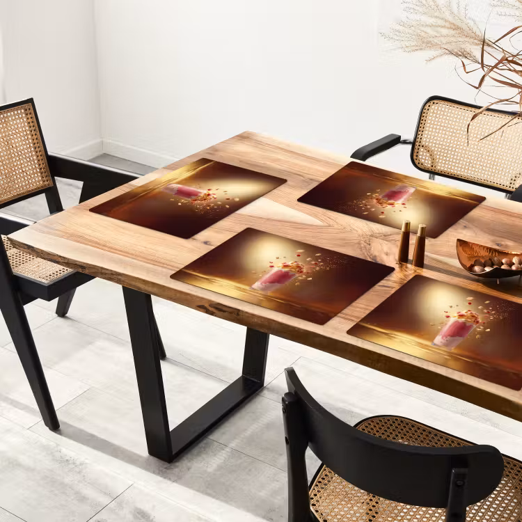 Placemat - 6 stuks - Framboos - Smoothie - Drinken - Roze — 5