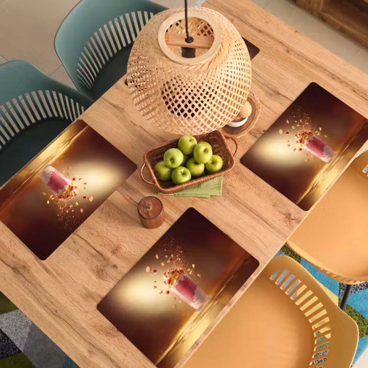 Placemat - 6 stuks - Framboos - Smoothie - Drinken - Roze — 6
