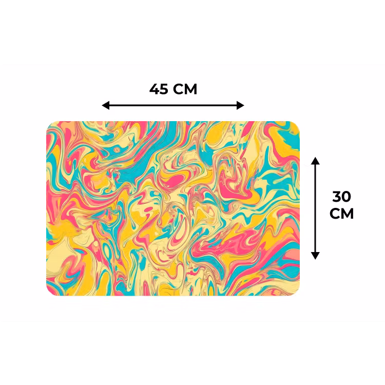 Placemat - 6 stuks - Geel - Roze - Blauw - Retro — 3