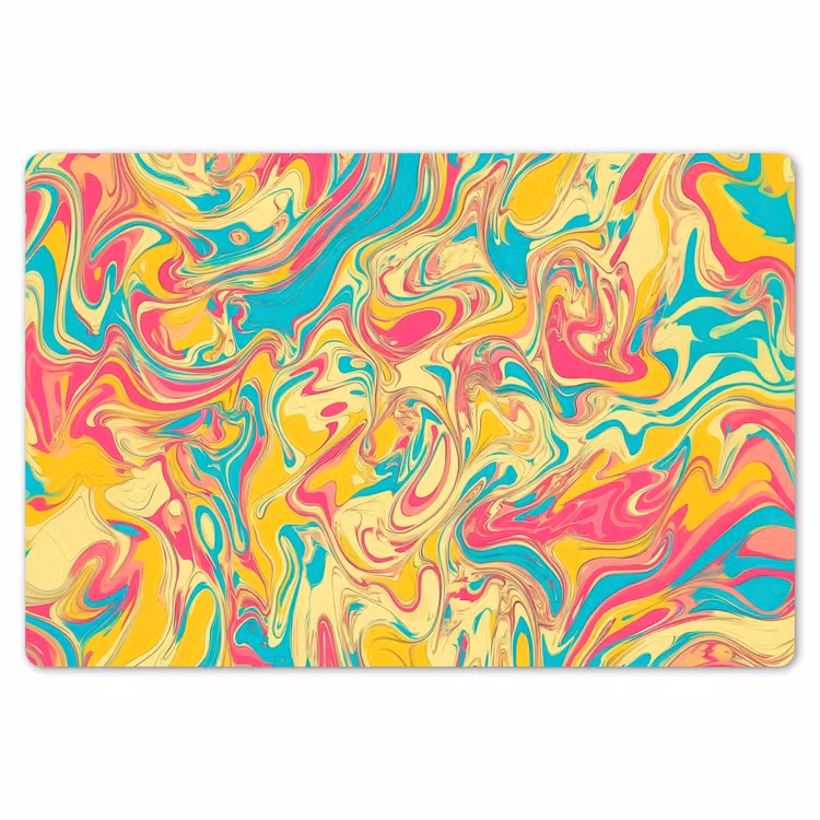 Placemat - 6 stuks - Geel - Roze - Blauw - Retro — 7