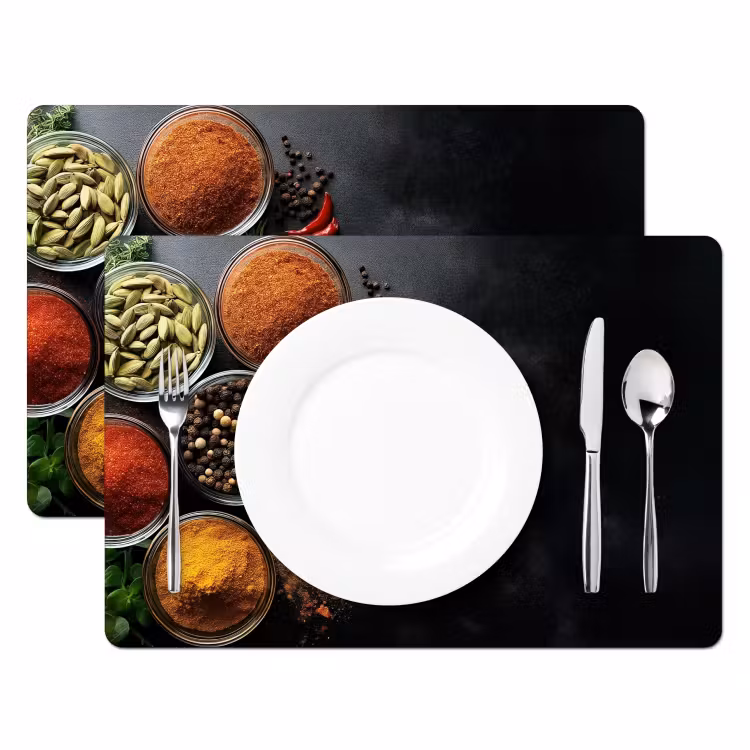 Placemat - 6 stuks - Glazen - Bakjes - Blaadjes - Kruiden — 2