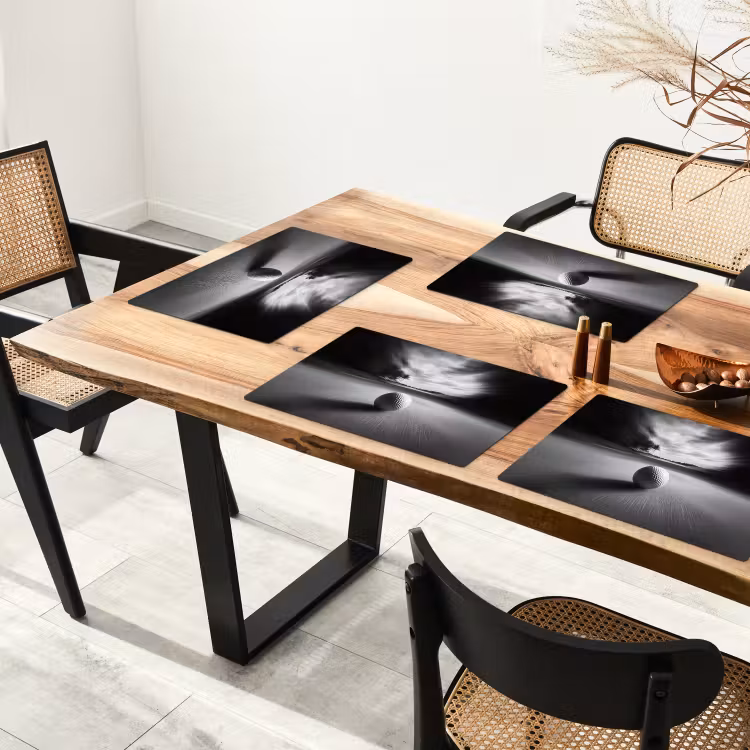 Placemat - 6 stuks - Golfbal - Wazig - Zwart — 5