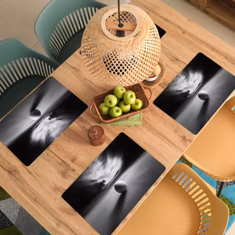 Placemat - 6 stuks - Golfbal - Wazig - Zwart — 6