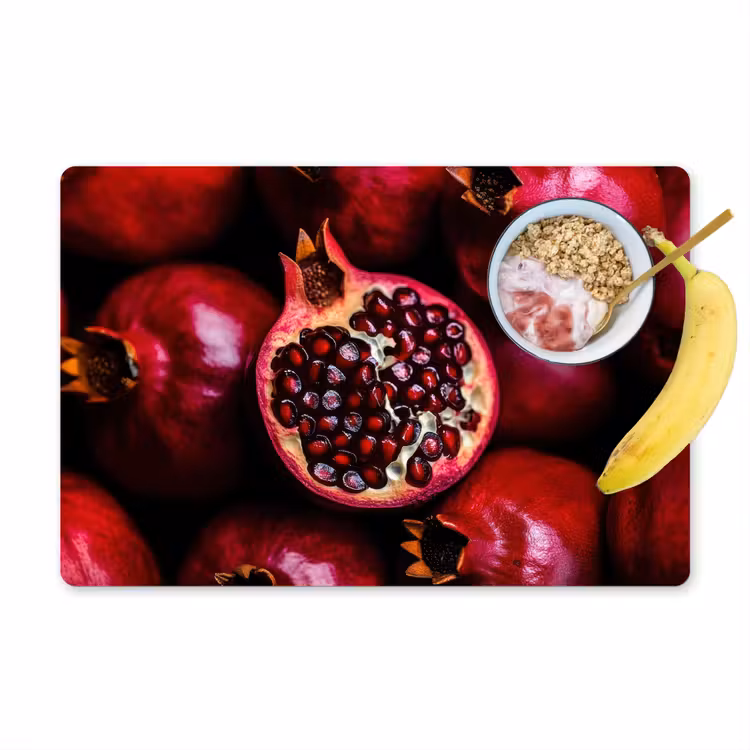 Placemat - 6 stuks - Granaatappel - Rood - Fruit — 1