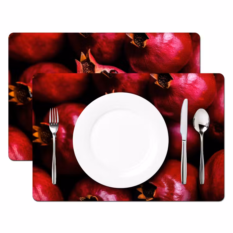 Placemat - 6 stuks - Granaatappel - Rood - Fruit — 2