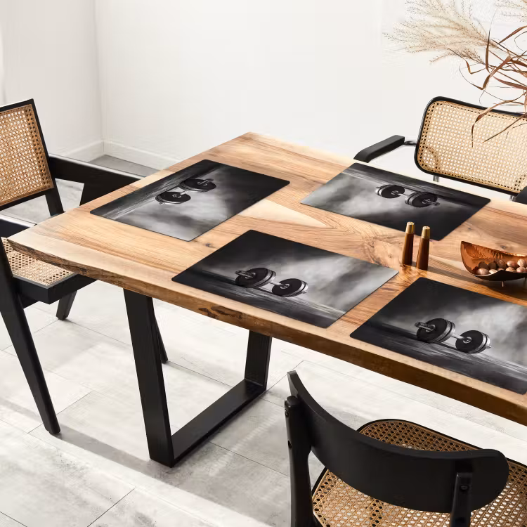 Placemat - 6 stuks - Halter - Gewichten - Zwart — 5