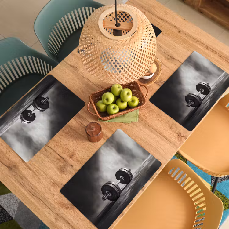 Placemat - 6 stuks - Halter - Gewichten - Zwart — 6