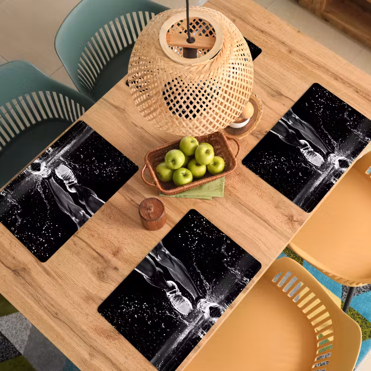 Placemat - 6 stuks - Hardloopschoenen - Rennen - Druppels - Zwart — 6