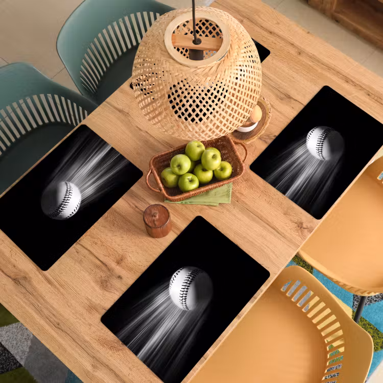 Placemat - 6 stuks - Honkbal - Wit - Vliegt — 6
