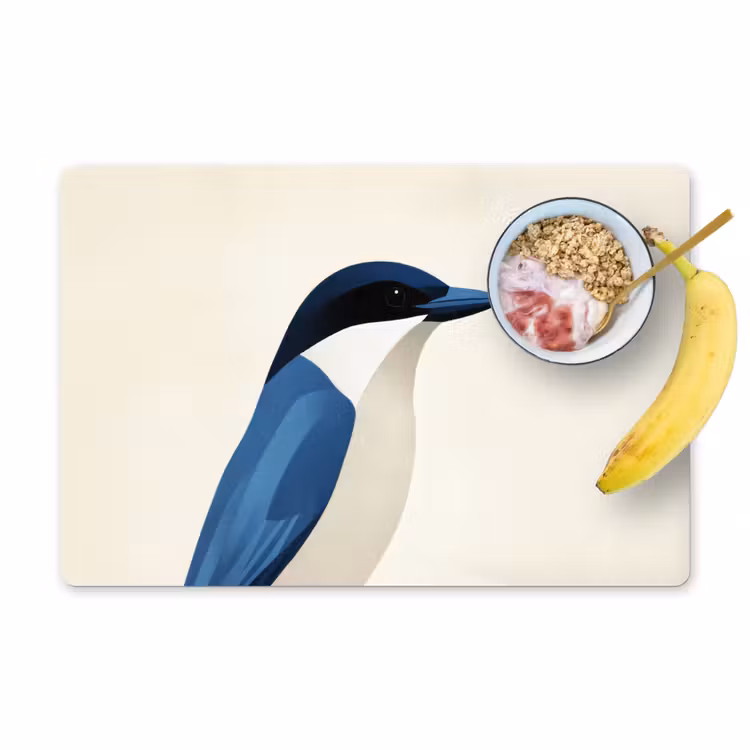 Placemat - 6 stuks - Illustratie - Blauw - Vogel — 1