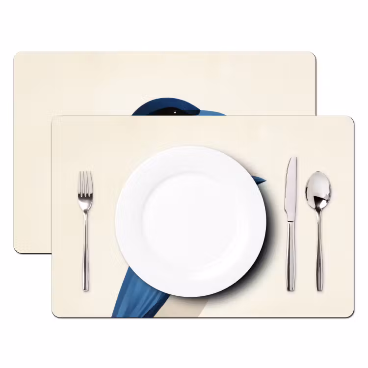 Placemat - 6 stuks - Illustratie - Blauw - Vogel — 2