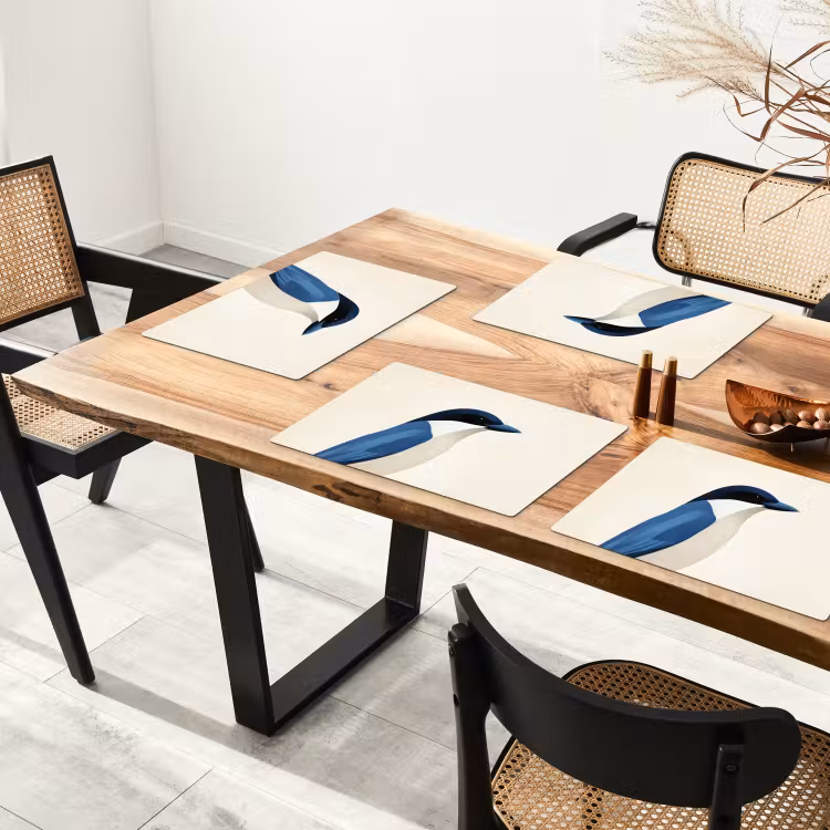 Placemat - 6 stuks - Illustratie - Blauw - Vogel — 5