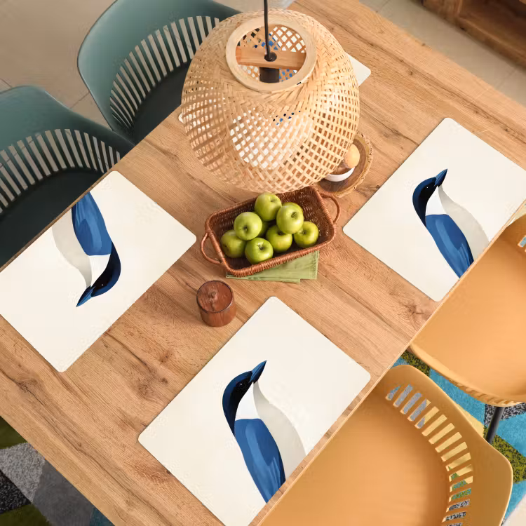 Placemat - 6 stuks - Illustratie - Blauw - Vogel — 6