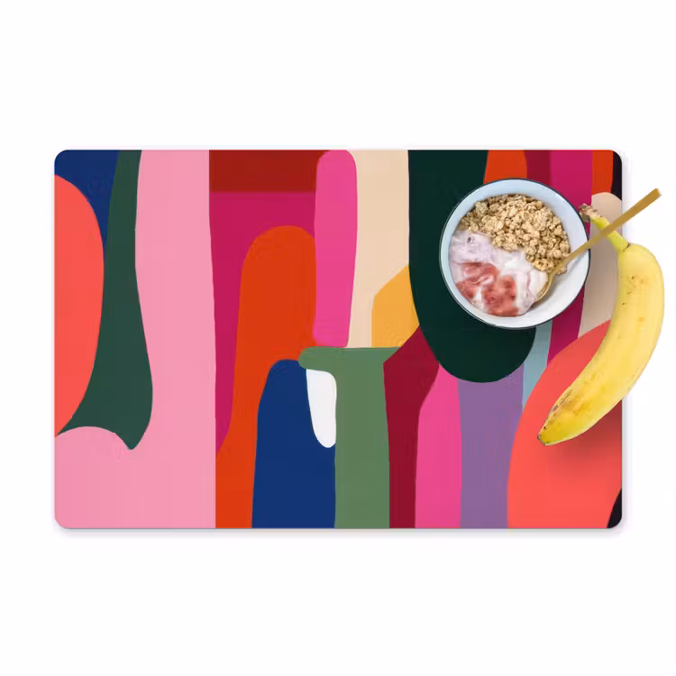 Placemat - 6 stuks - Kleurvakken - Recht - Rond - Abstract — 1
