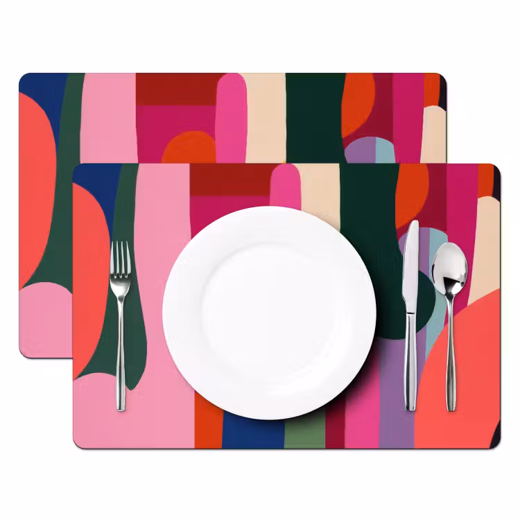 Placemat - 6 stuks - Kleurvakken - Recht - Rond - Abstract — 2