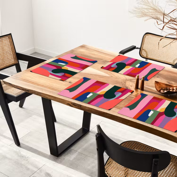 Placemat - 6 stuks - Kleurvakken - Recht - Rond - Abstract — 5