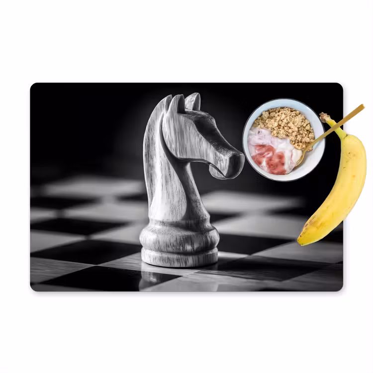 Placemat - 6 stuks - Paard - Hout - Schaalbord - Zwart — 1