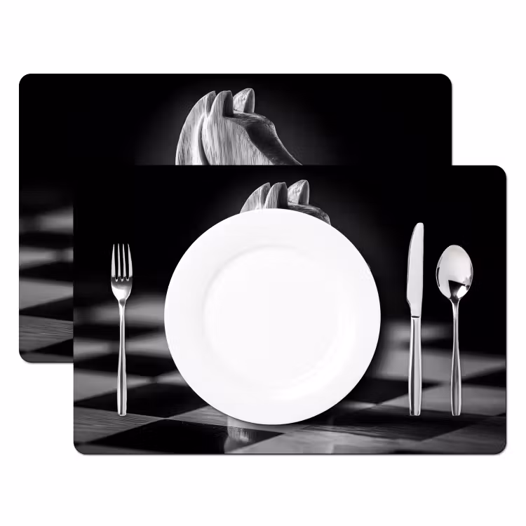 Placemat - 6 stuks - Paard - Hout - Schaalbord - Zwart — 2