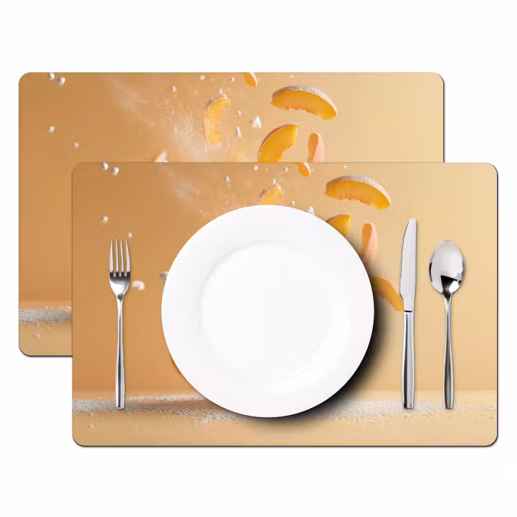 Placemat - 6 stuks - Peach - Eten - Taart - Oranje — 2