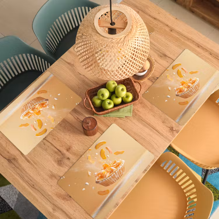 Placemat - 6 stuks - Peach - Eten - Taart - Oranje — 6