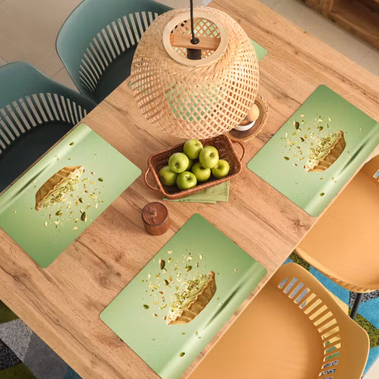 Placemat - 6 stuks - Pistache - Taart - Noten - Eten — 6