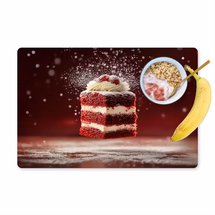 Placemat - 6 stuks - Rode - Velvet - Taart - Eten — 1