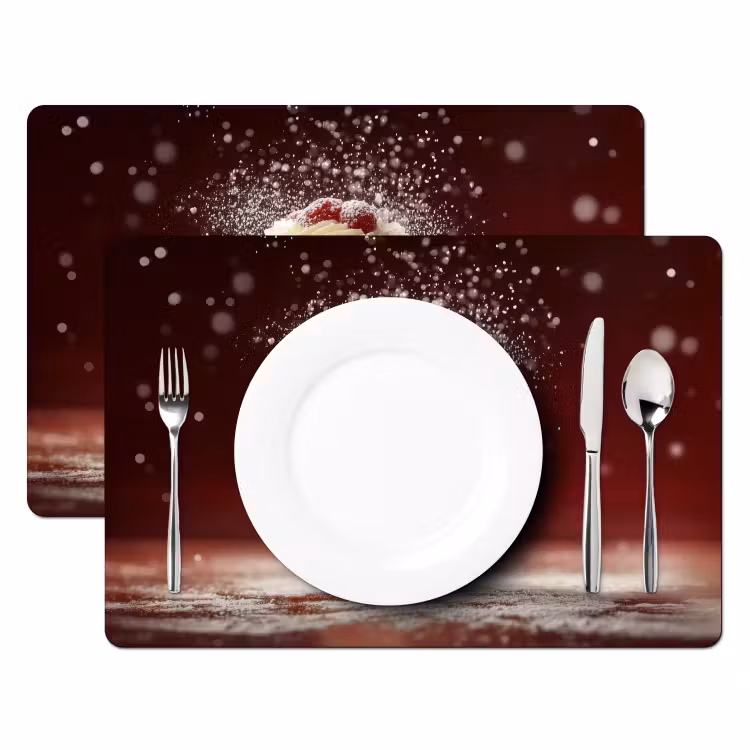 Placemat - 6 stuks - Rode - Velvet - Taart - Eten — 2