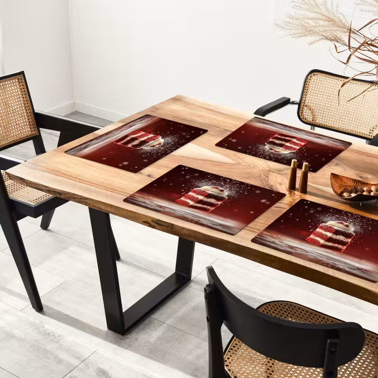 Placemat - 6 stuks - Rode - Velvet - Taart - Eten — 5