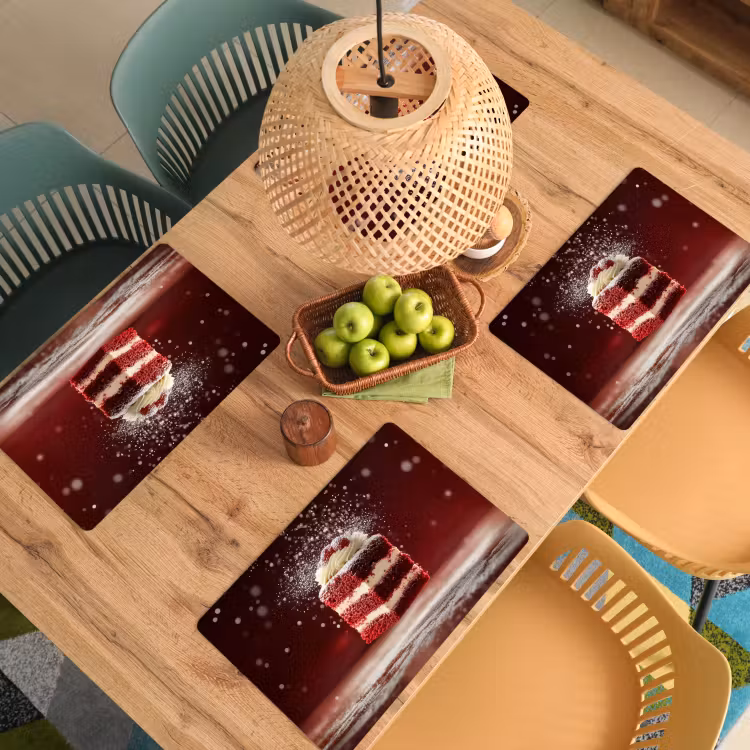 Placemat - 6 stuks - Rode - Velvet - Taart - Eten — 6