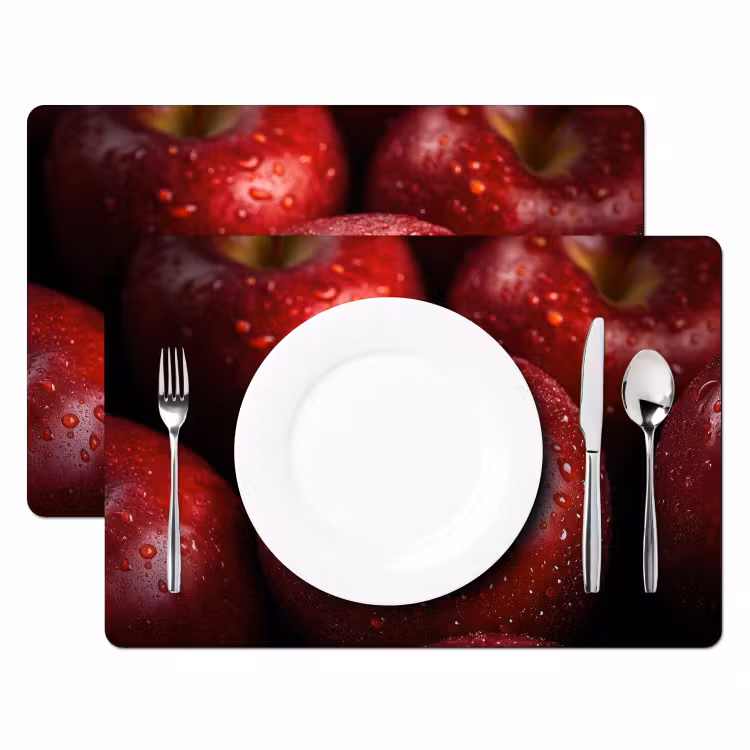 Placemat - 6 stuks - Rood - Appels - Fruit — 2