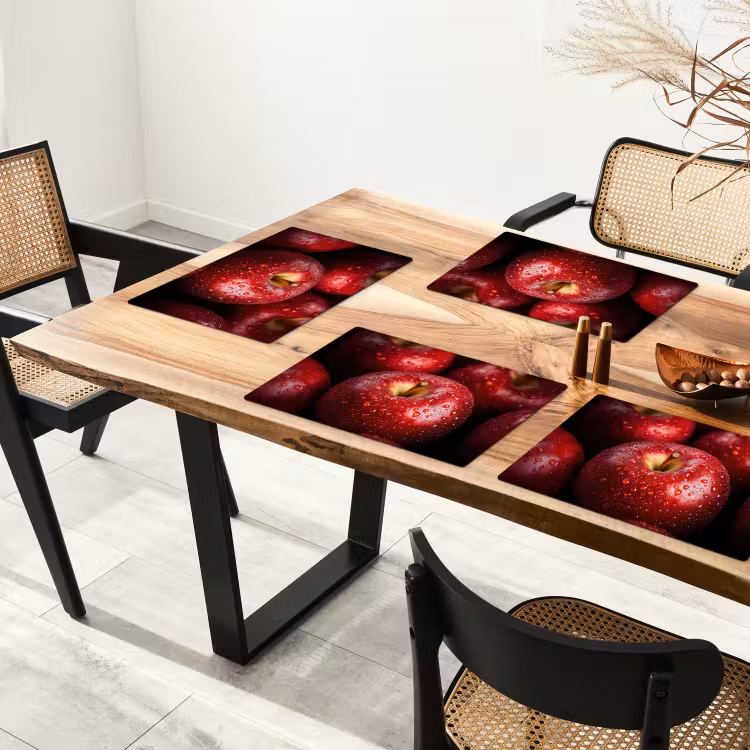 Placemat - 6 stuks - Rood - Appels - Fruit — 5