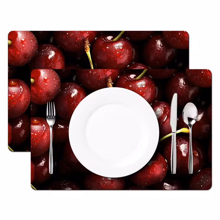 Placemat - 6 stuks - Rood - Fruit - Kersen — 2
