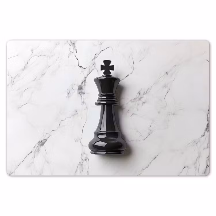 Placemat - 6 stuks - Schaakstuk - Koning - Zwart - Marmer — 7