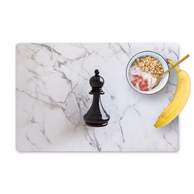 Placemat - 6 stuks - Schaakstuk - Loper - Zwart - Marmer — 1