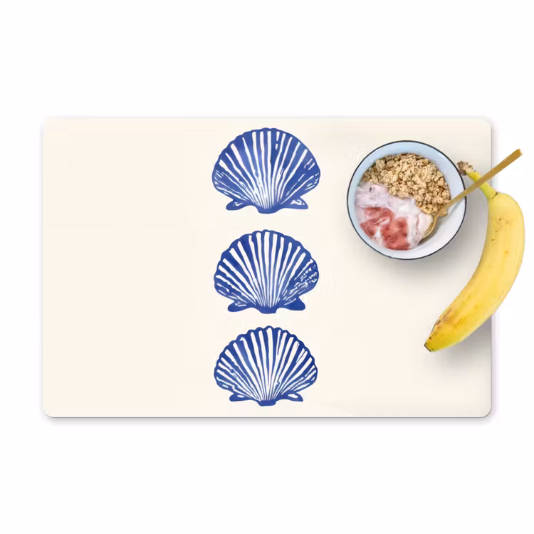 Placemat - 6 stuks - Schelpen - Blauw - Patroon — 1