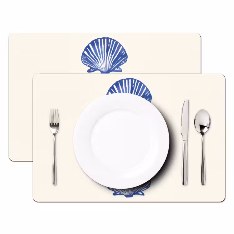 Placemat - 6 stuks - Schelpen - Blauw - Patroon — 2