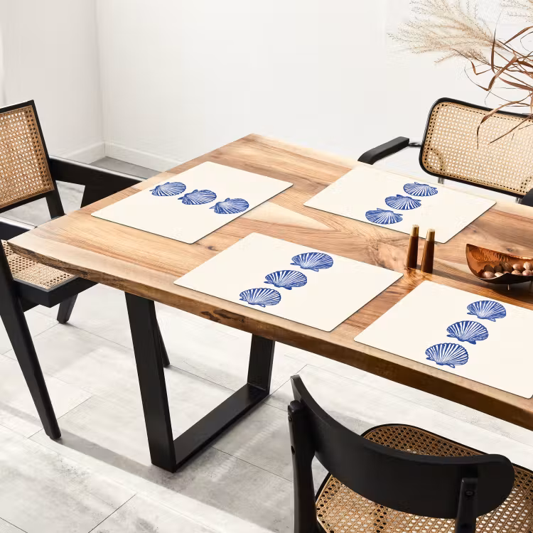 Placemat - 6 stuks - Schelpen - Blauw - Patroon — 5