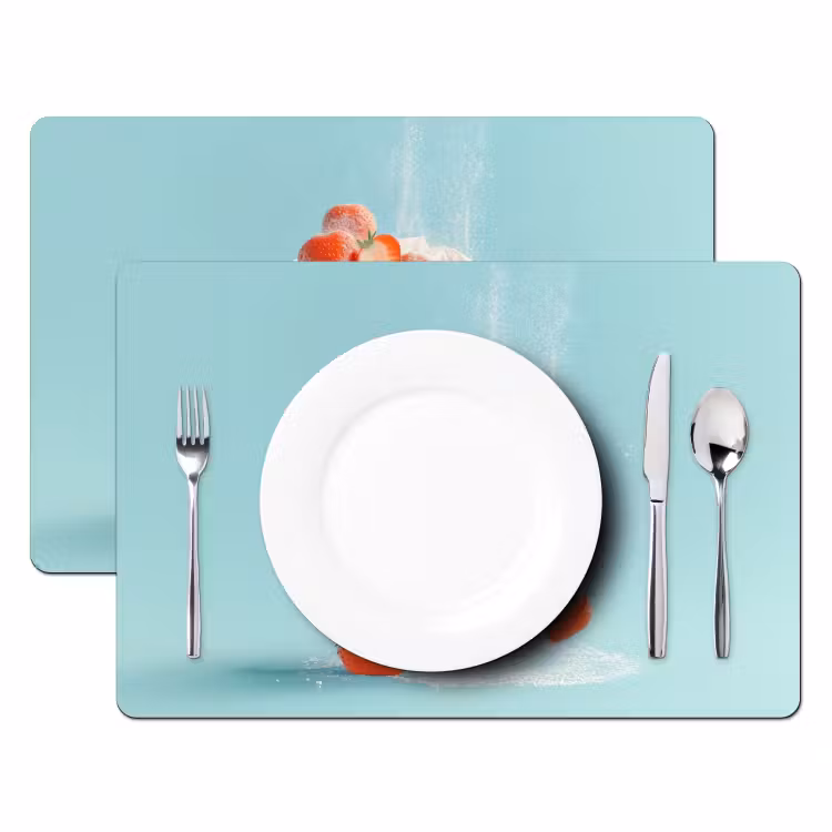 Placemat - 6 stuks - Slagroom - Taart - Blauw - Eten — 2