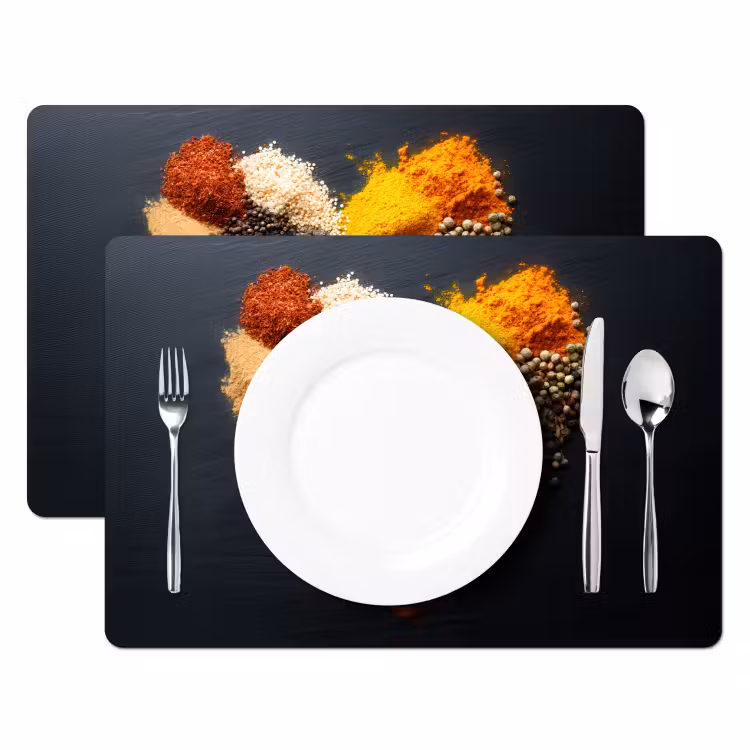 Placemat - 6 stuks - Specerijen - Mix - Hartvorm - Zwart — 2