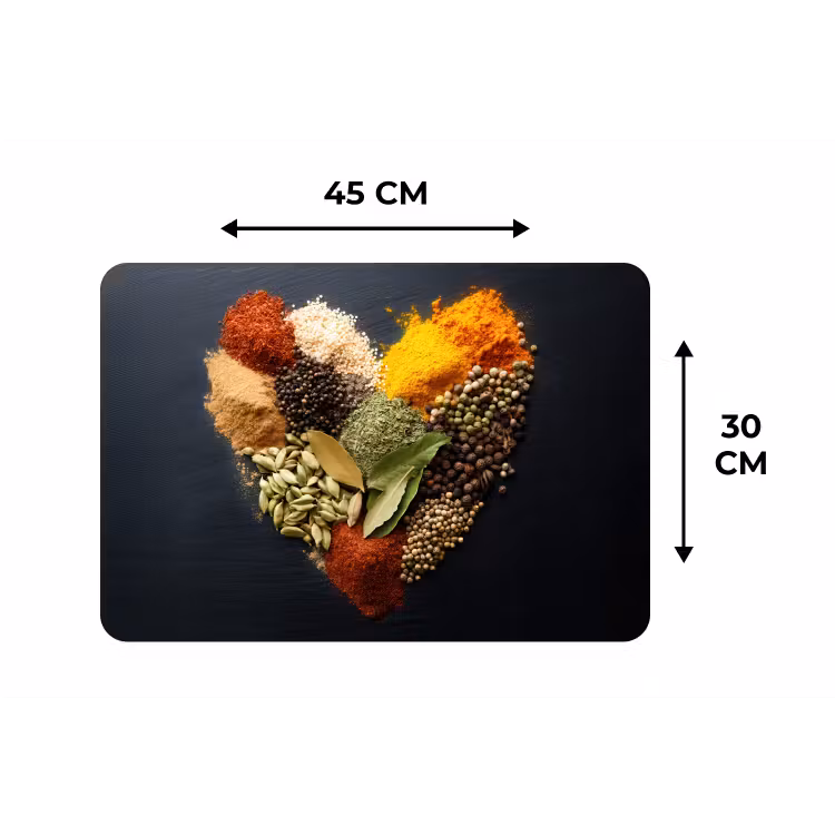 Placemat - 6 stuks - Specerijen - Mix - Hartvorm - Zwart — 3