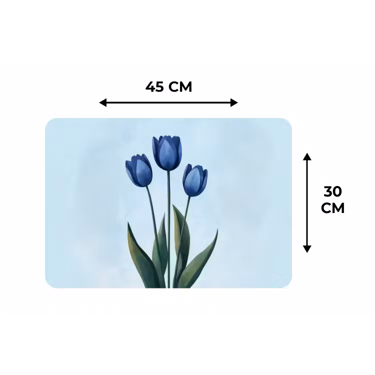 Placemat - 6 stuks - Tulpen - Blauw - Bladeren — 3