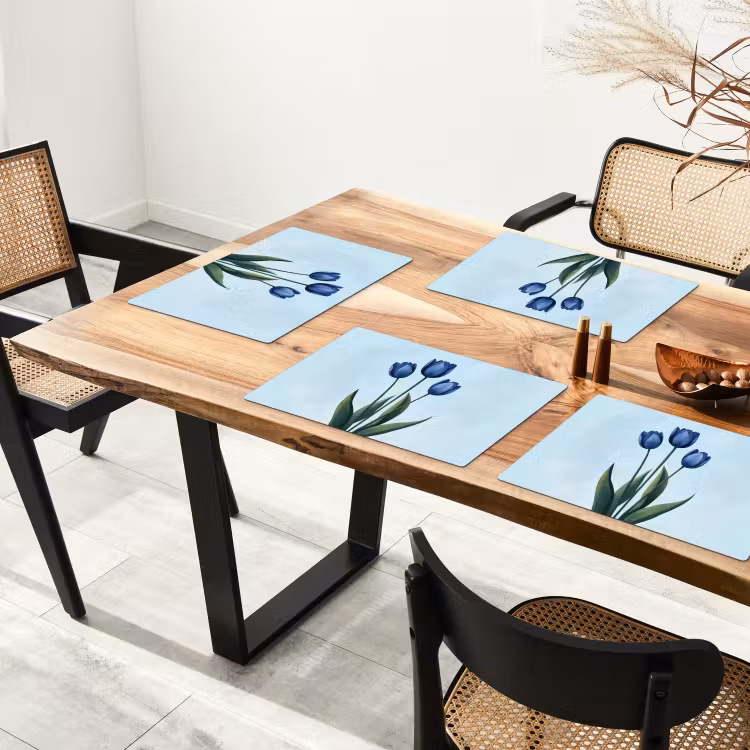 Placemat - 6 stuks - Tulpen - Blauw - Bladeren — 5