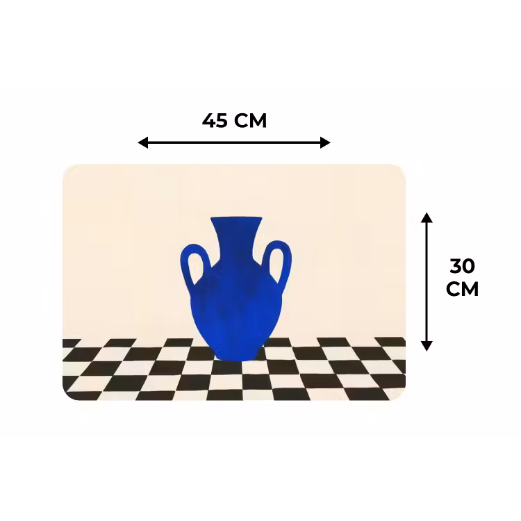 Placemat - 6 stuks - Vaas - Blauw - Geblokt - Modern — 3