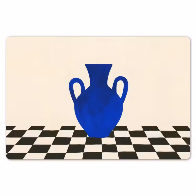 Placemat - 6 stuks - Vaas - Blauw - Geblokt - Modern — 7