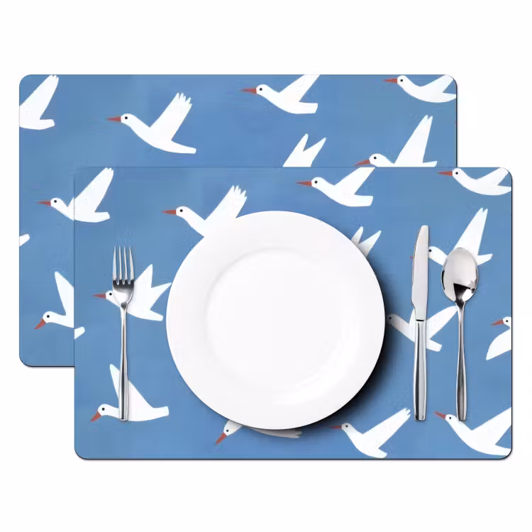 Placemat - 6 stuks - Vogels - Wit - Patroon — 2