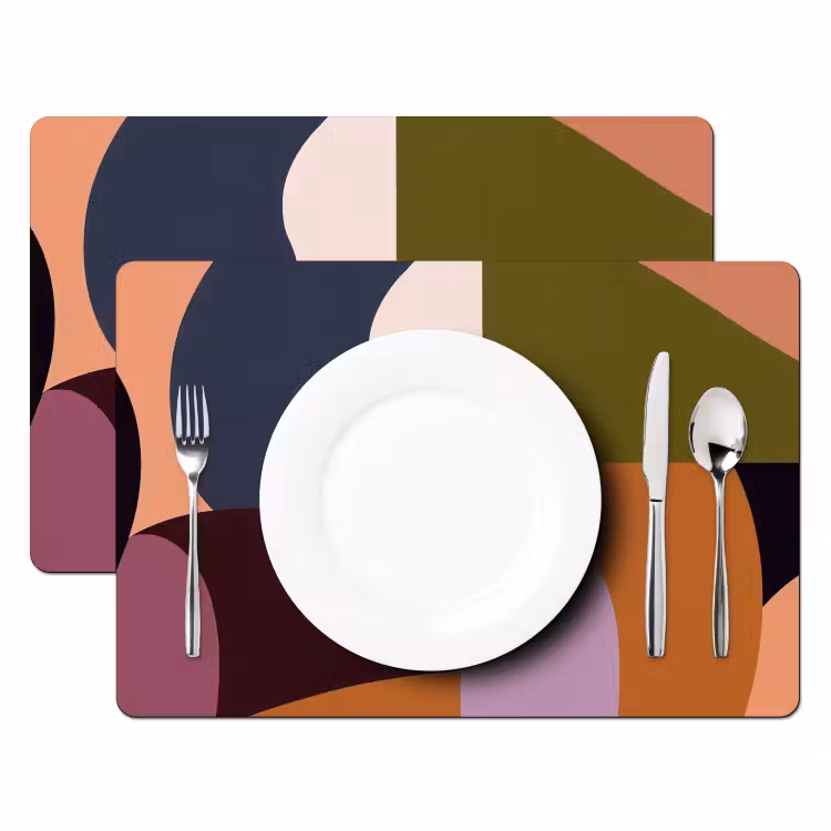 Placemat - 6 stuks - Vormen - Abstract - Kleuren - Vierkant — 2