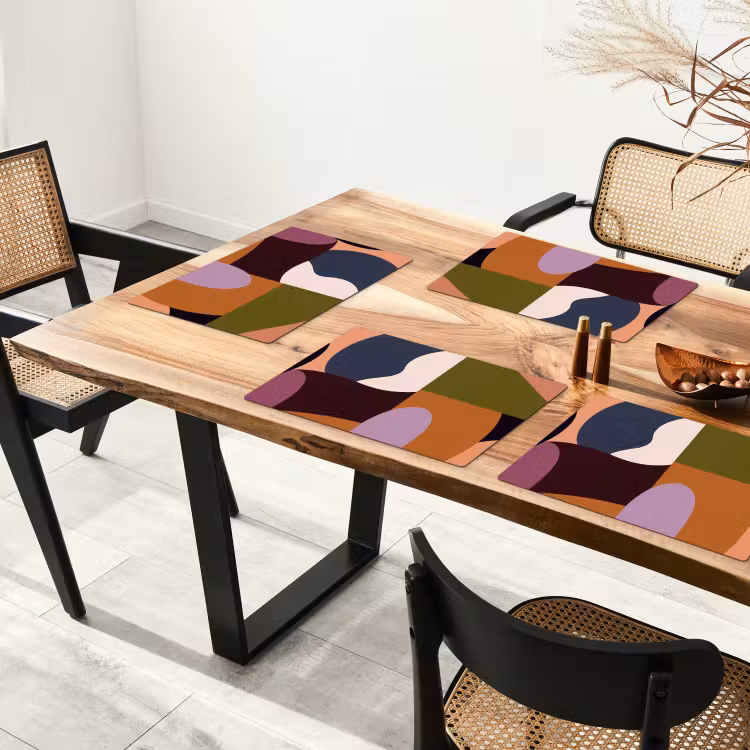 Placemat - 6 stuks - Vormen - Abstract - Kleuren - Vierkant — 5